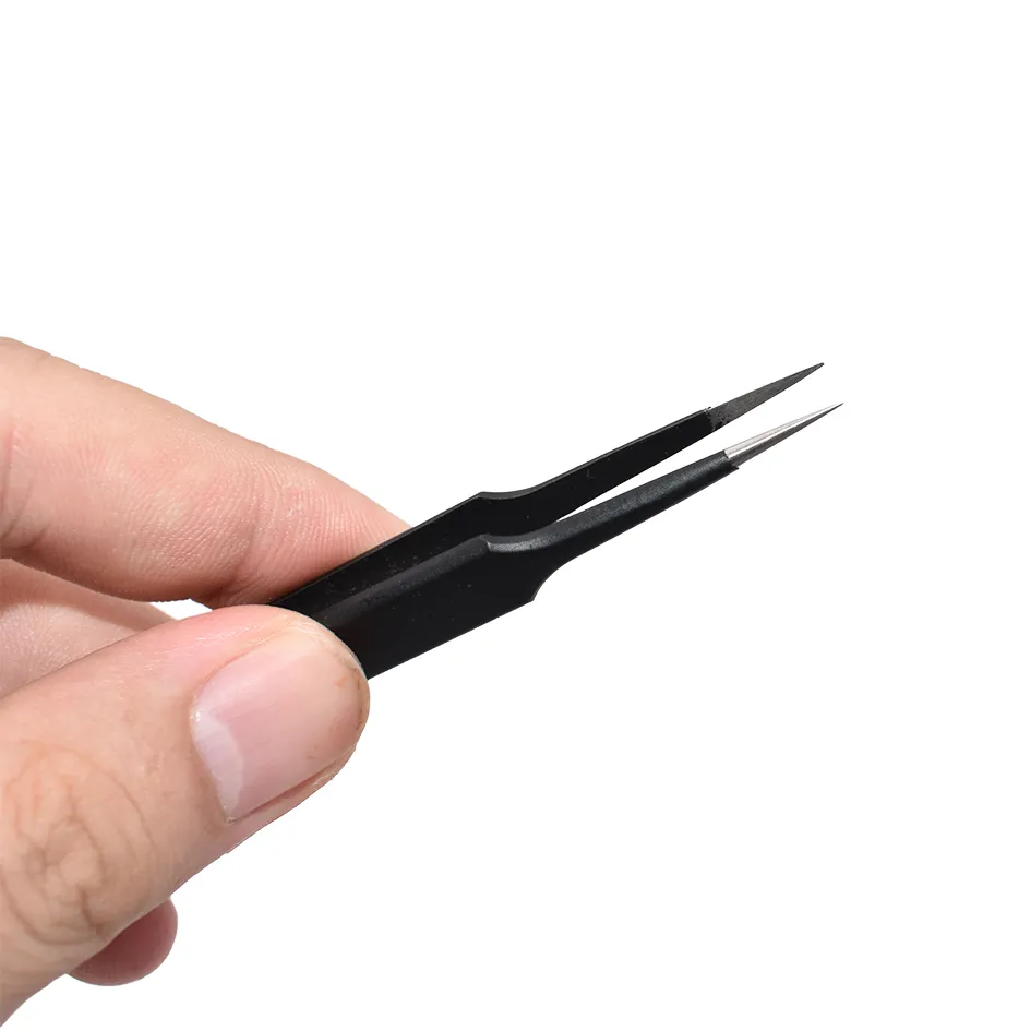 9 in 1 Black ESD Tweezer Set With Oxford Bag Antistatic Stainless Steel Nipper Tweezers 10 11 12 13 14 15 16 17 34A for CellPhone Repair