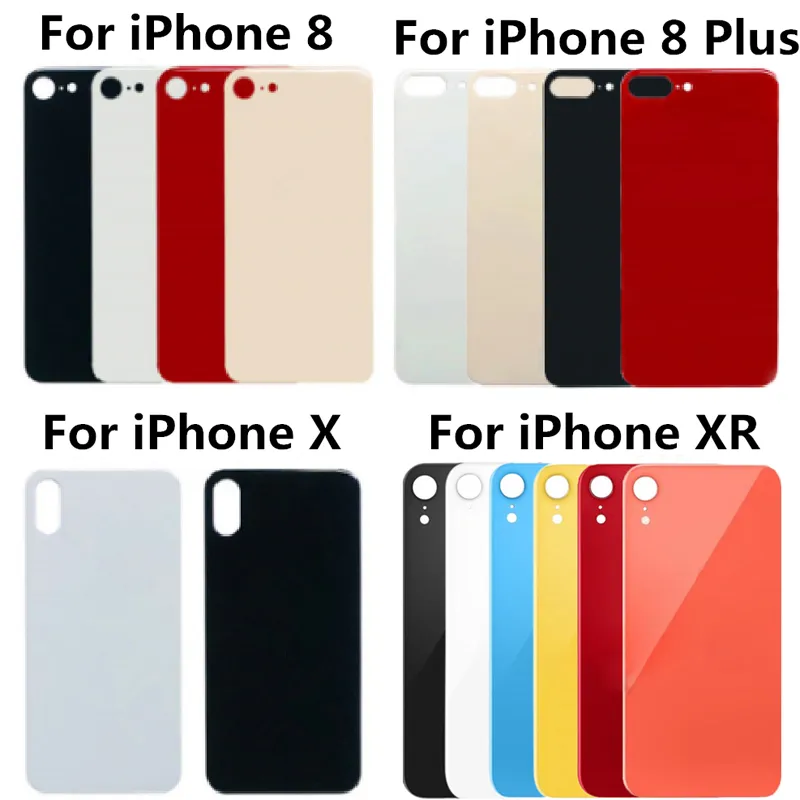 For iPhone 15 14 13 12 11 Pro Max 8 plus X XS MAX battery glass housing replacement back cover big hole camera With stickers