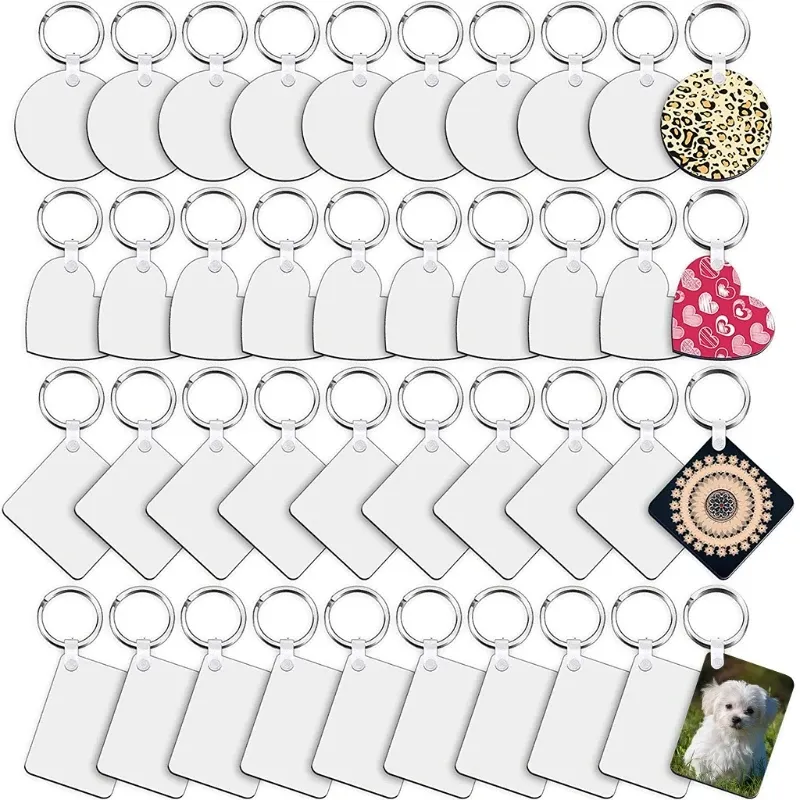 Sublimation Blank DIY Keychains Party Favor Sundries MDF Key Pendants Thermal Transfer Double-sided Keyring White Gift Keychain Accessories