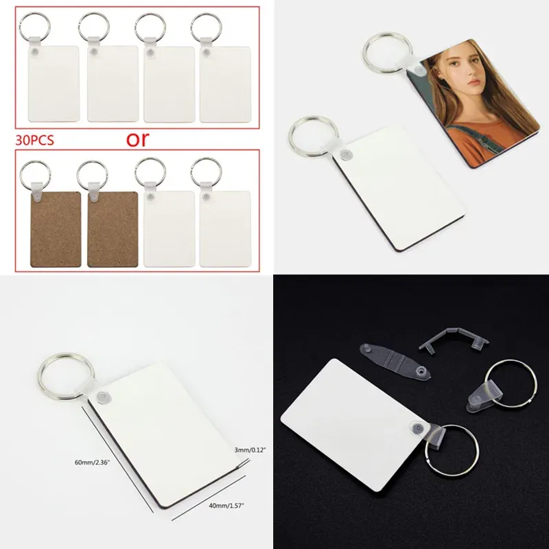 Sublimation Blank DIY Keychains Party Favor Sundries MDF Key Pendants Thermal Transfer Double-sided Keyring White Gift Keychain Accessories