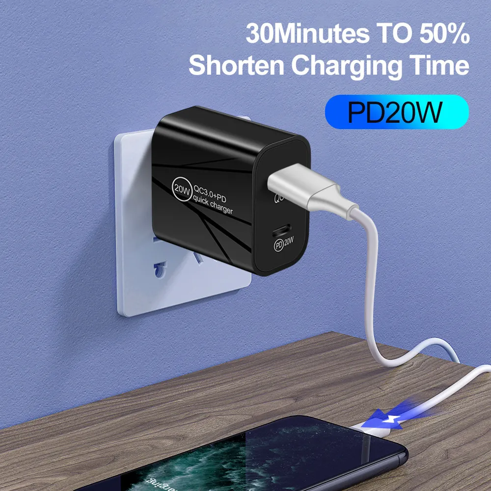 USB C Wall Charger 20W Dual Port Type C + USB A PD & QC3.0 Fast Charging Block for iPhone 15 14 13 12 11 Samsung Android Phones izeso