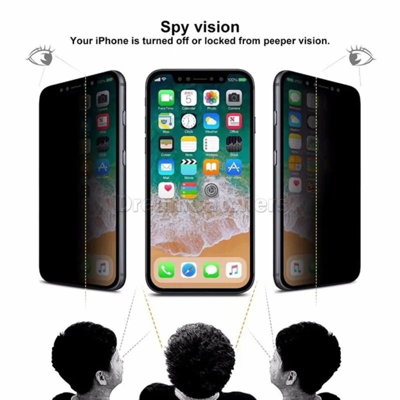 Anti Spy Privacy Tempered Glass Screen Protector for iPhone 11 12 13 14 15 PRO MAX Plus XR XS 7 8 PLUS with Retail Box Package