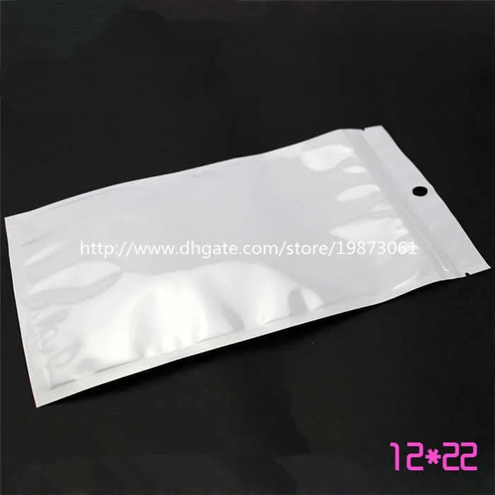 Clear + White Pearl Plastic Poly OPP Packing Zipper Zip lock Retail Packages Jewelry food PVC plastic bag 10*18cm 12*15cm 7.5*12cm