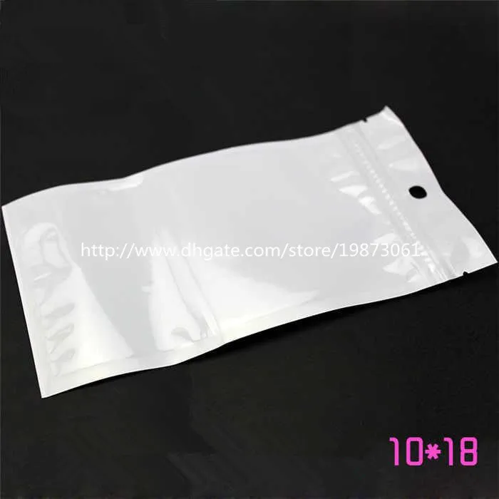 Clear + White Pearl Plastic Poly OPP Packing Zipper Zip lock Retail Packages Jewelry food PVC plastic bag 10*18cm 12*15cm 7.5*12cm