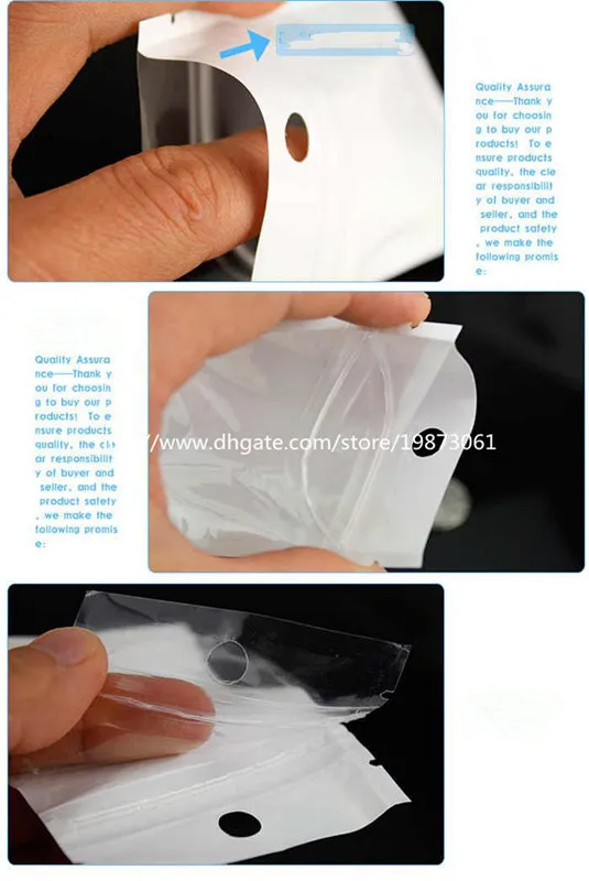 Clear + White Pearl Plastic Poly OPP Packing Zipper Zip lock Retail Packages Jewelry food PVC plastic bag 10*18cm 12*15cm 7.5*12cm