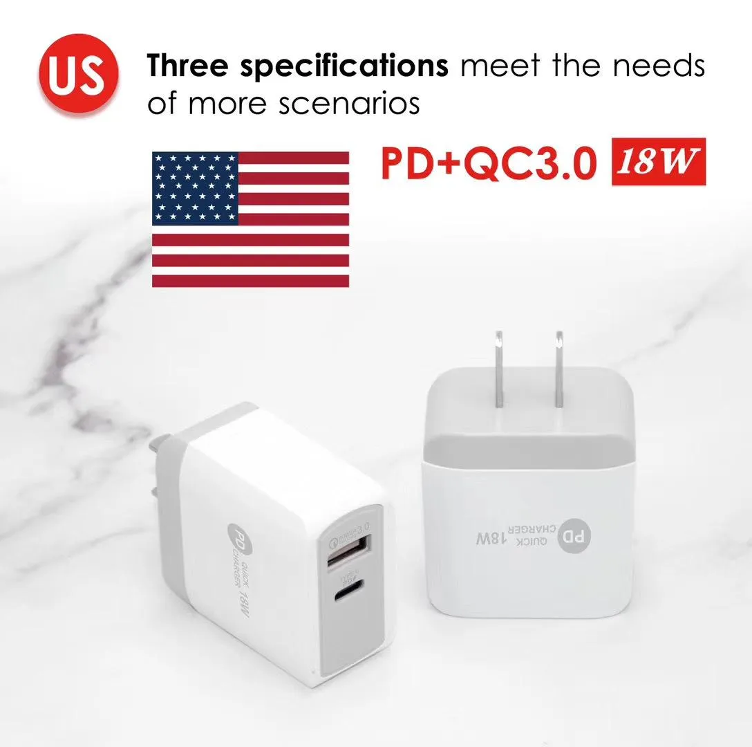 USB PD 18W Quick Charger QC 3.0 For iPhone EU US Plug Fast Chargers For Samsung S10 Huawei