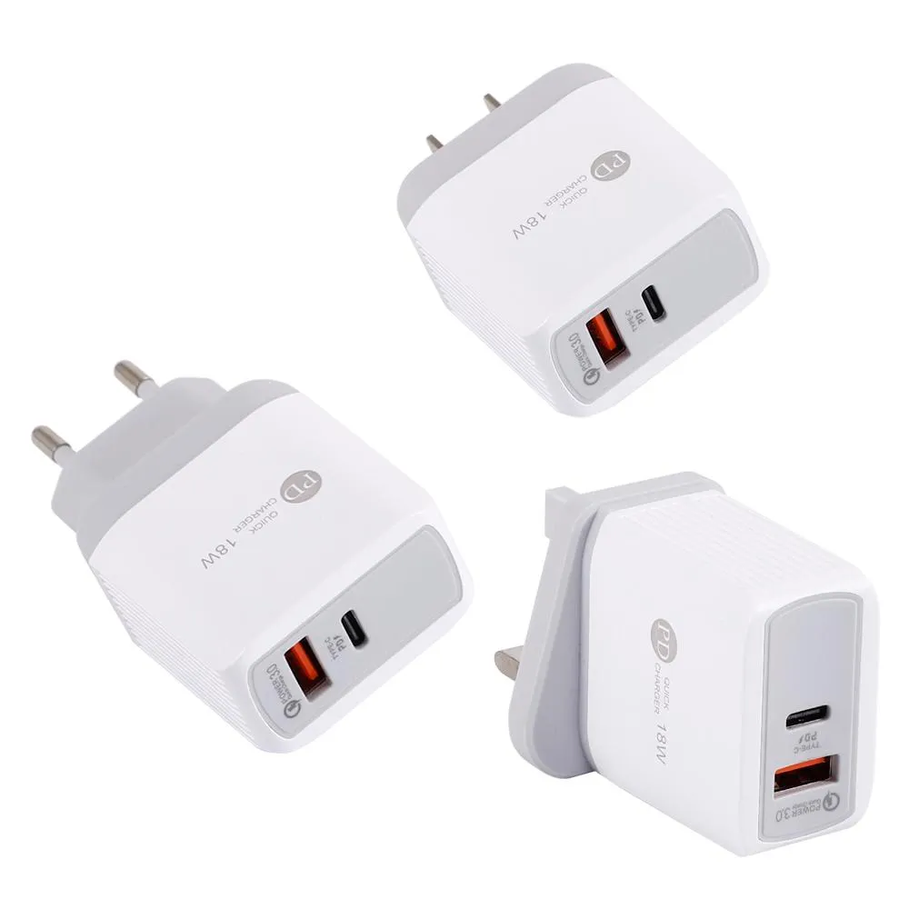 USB PD 18W Quick Charger QC 3.0 For iPhone EU US Plug Fast Chargers For Samsung S10 Huawei