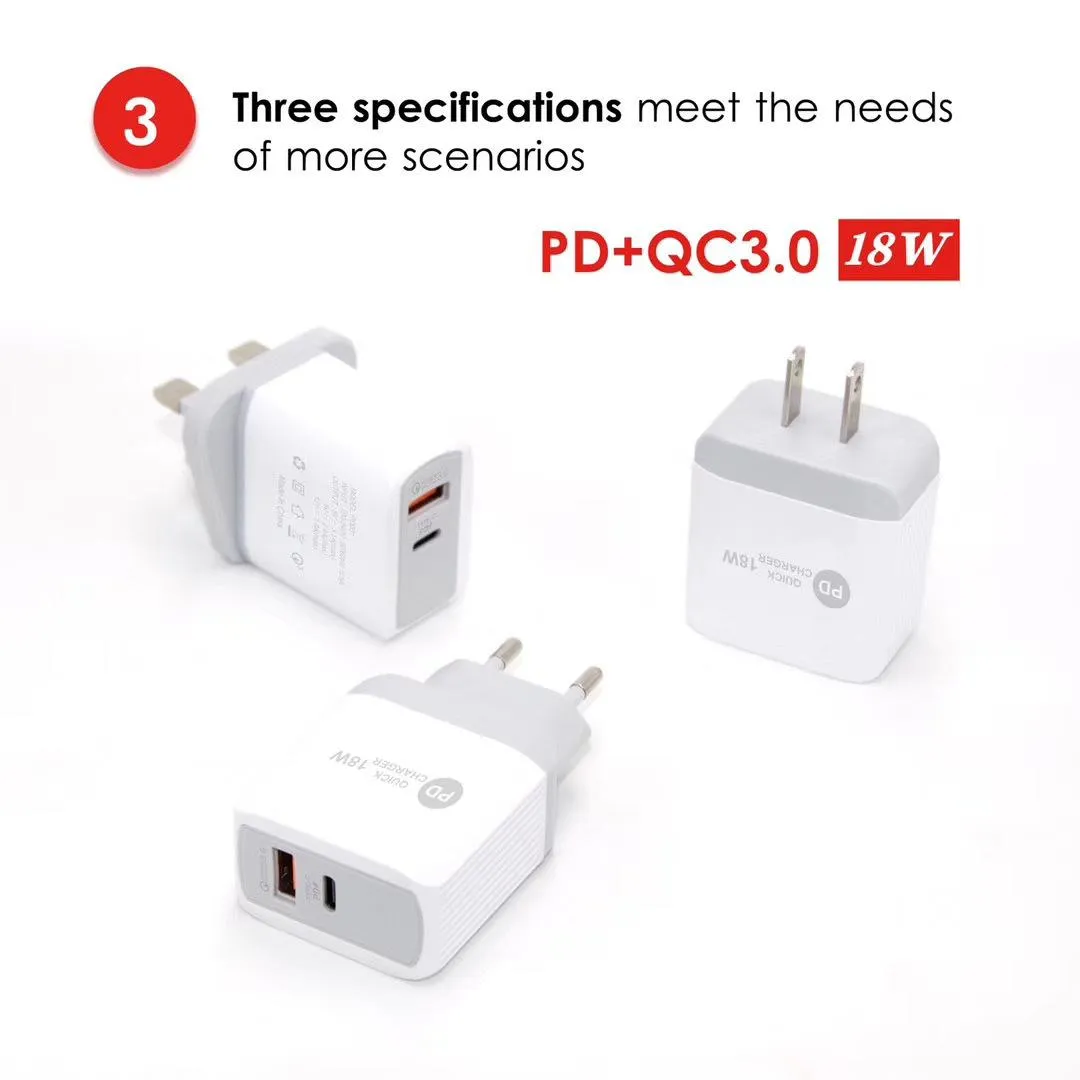 USB PD 18W Quick Charger QC 3.0 For iPhone EU US Plug Fast Chargers For Samsung S10 Huawei