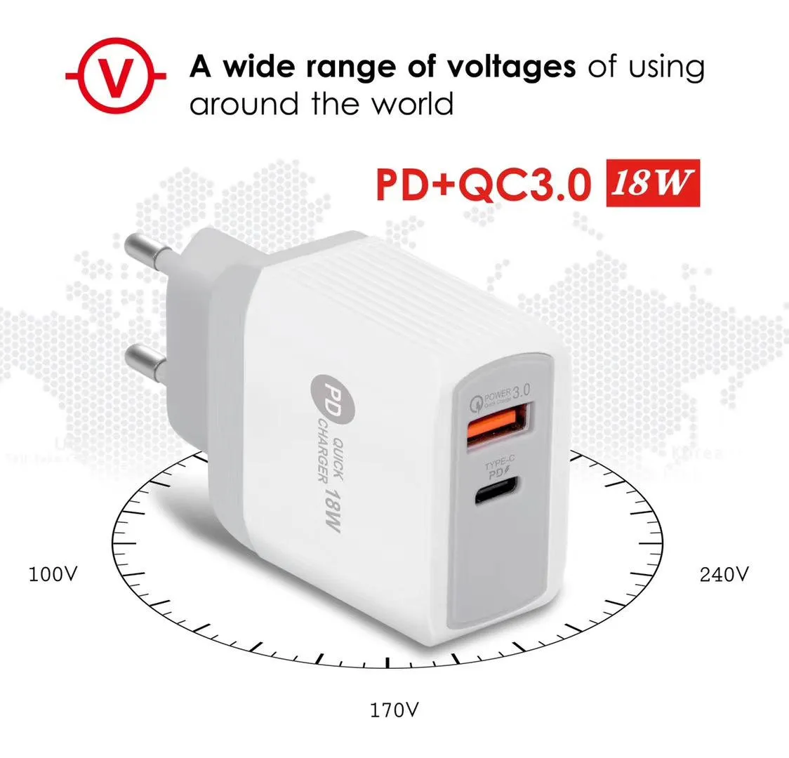 USB PD 18W Quick Charger QC 3.0 For iPhone EU US Plug Fast Chargers For Samsung S10 Huawei