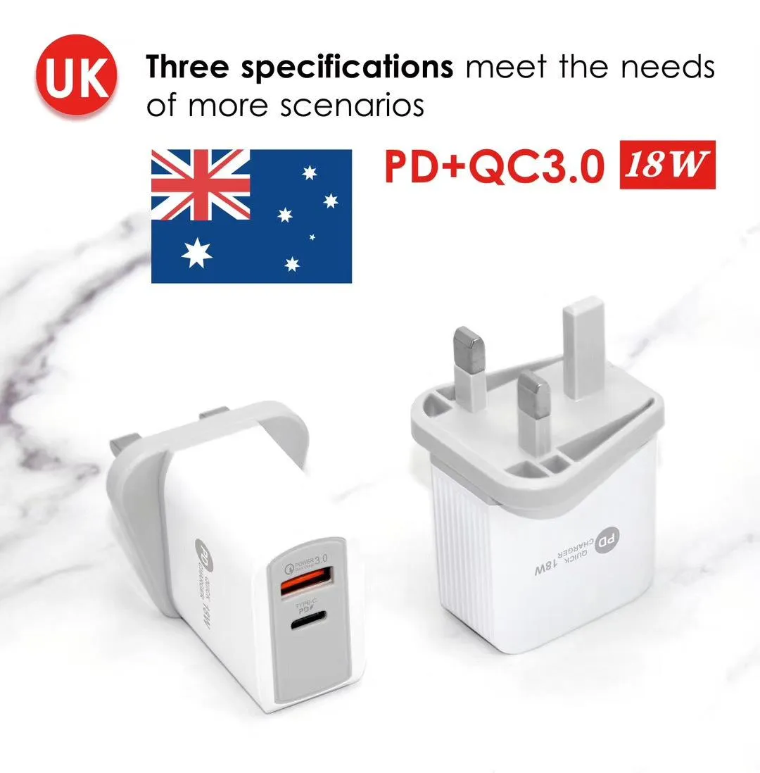 USB PD 18W Quick Charger QC 3.0 For iPhone EU US Plug Fast Chargers For Samsung S10 Huawei