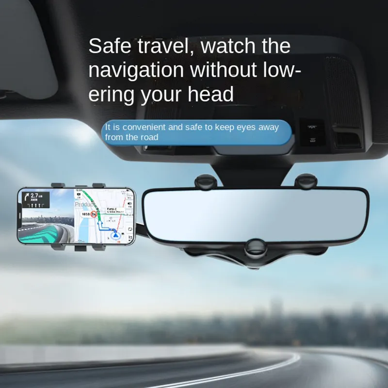 Universal Rearview Mirror Phone Holder Car Mount Rotating Adjustable 360 Degrees Holders for Smartphone GPS Bracket