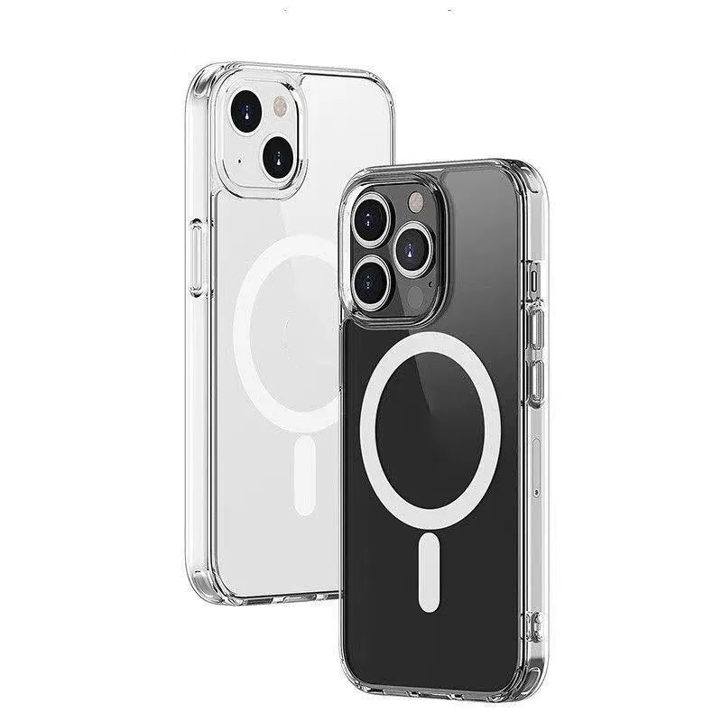 Crystal Clear Magnetic Case for iPhone 15 14 13 12 11 Pro Max XR XS 8 Plus Shockproof Slim Thin Phone Cover with Retail Packaging izeso