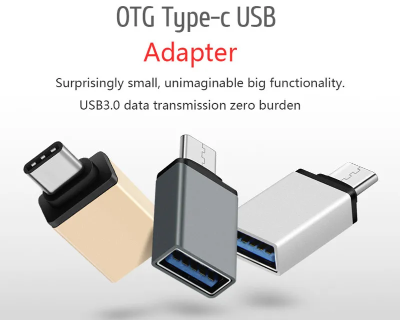 Metal USB 3.1 Type C OTG Adapter Male to USB 3.0 A Female Converter Adapter OTG Function for Macbook Google Chromebook