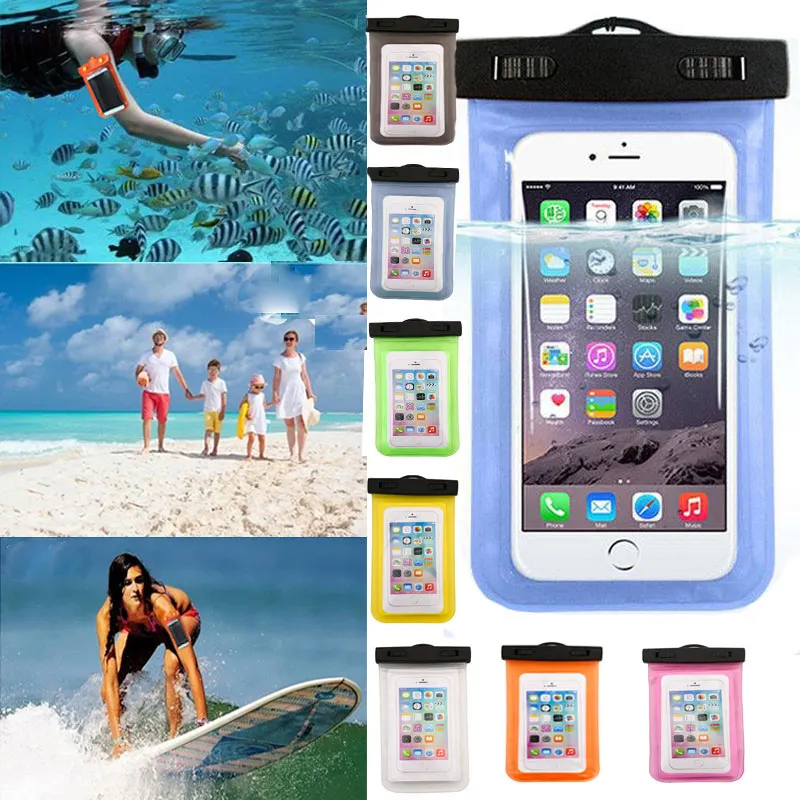 Waterproof Bag Case Pouch for iphone 6s Plus Samsung S6 S7 Edge Cellphone Water Proof Cell phone Underwater Pouches Dry Bags with Lanyard