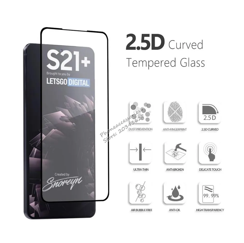 S24Ultra Fingerprint Unlock Curved Tempered Glass Screen Protector For Samsung Galaxy S24 S23 S22 S21 Note20 S20 Plus Ultra S10 Note10 Plus S8 S9 Note8