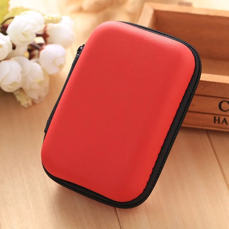 Colorful Earphone Storage Carrying Bag Rectangle Zipper Earpphone Earbud EVA Case Cover For USB Cable Key Coin Free DHL