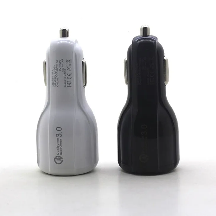 Cell Phone Car Charger Dual USB QC3.0 Fast Charge Adapter Smart Charger 12V 3.1A For iPhone Android Samsung Smartphones