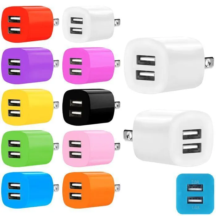 USB Phone chargers 2.1A Dual ports US Eu Ac home wall charger plug adapter for iphone 15 12 13 14 samsung s6 s7 edge smart phone power plugs