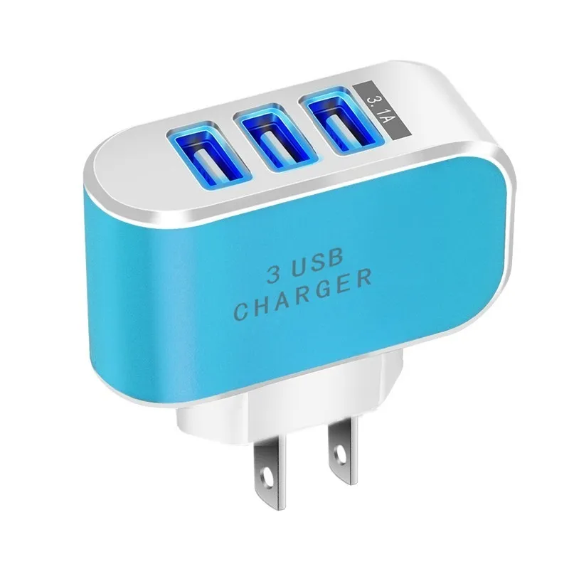 Eu Us wall charger 5V 3.1A 3 Ports Multiple LED Smart Chargers Adapter for Iphone 13 14 15 Samsung Galaxy S10 S20 S22 htc android phone pc