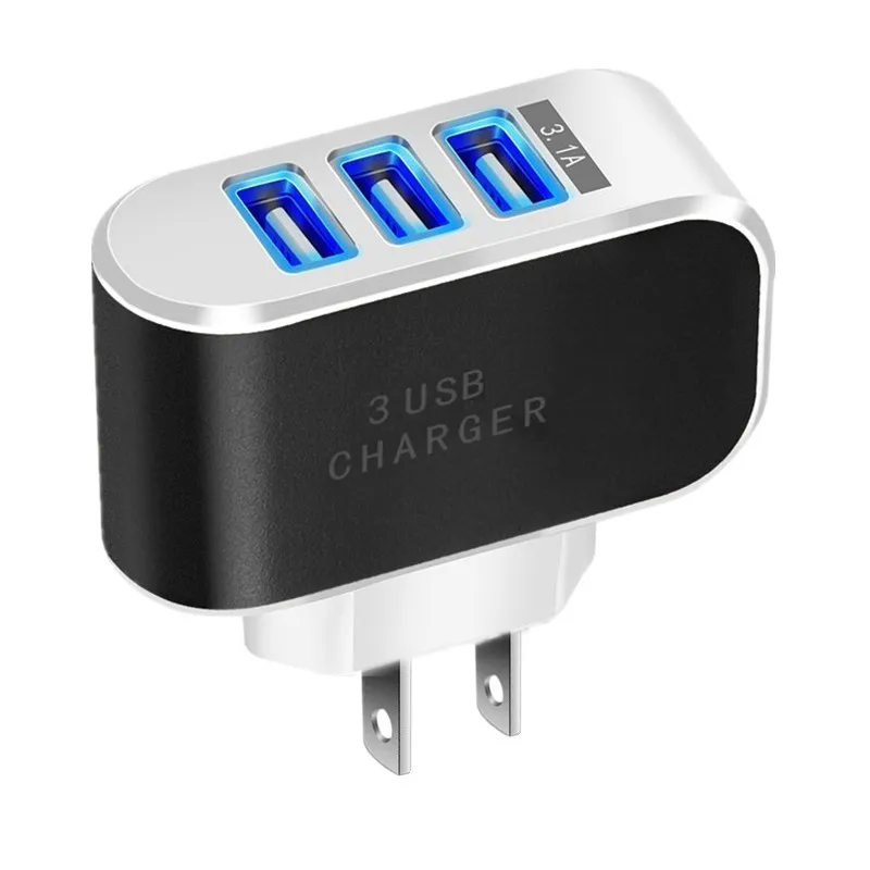 Eu Us wall charger 5V 3.1A 3 Ports Multiple LED Smart Chargers Adapter for Iphone 13 14 15 Samsung Galaxy S10 S20 S22 htc android phone pc