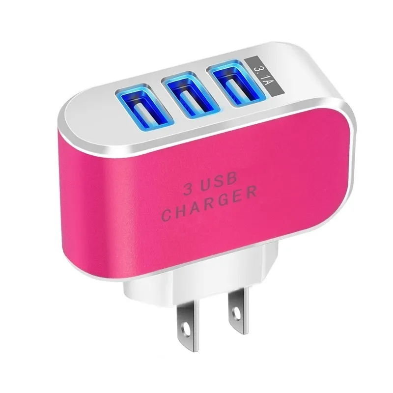 Eu Us wall charger 5V 3.1A 3 Ports Multiple LED Smart Chargers Adapter for Iphone 13 14 15 Samsung Galaxy S10 S20 S22 htc android phone pc