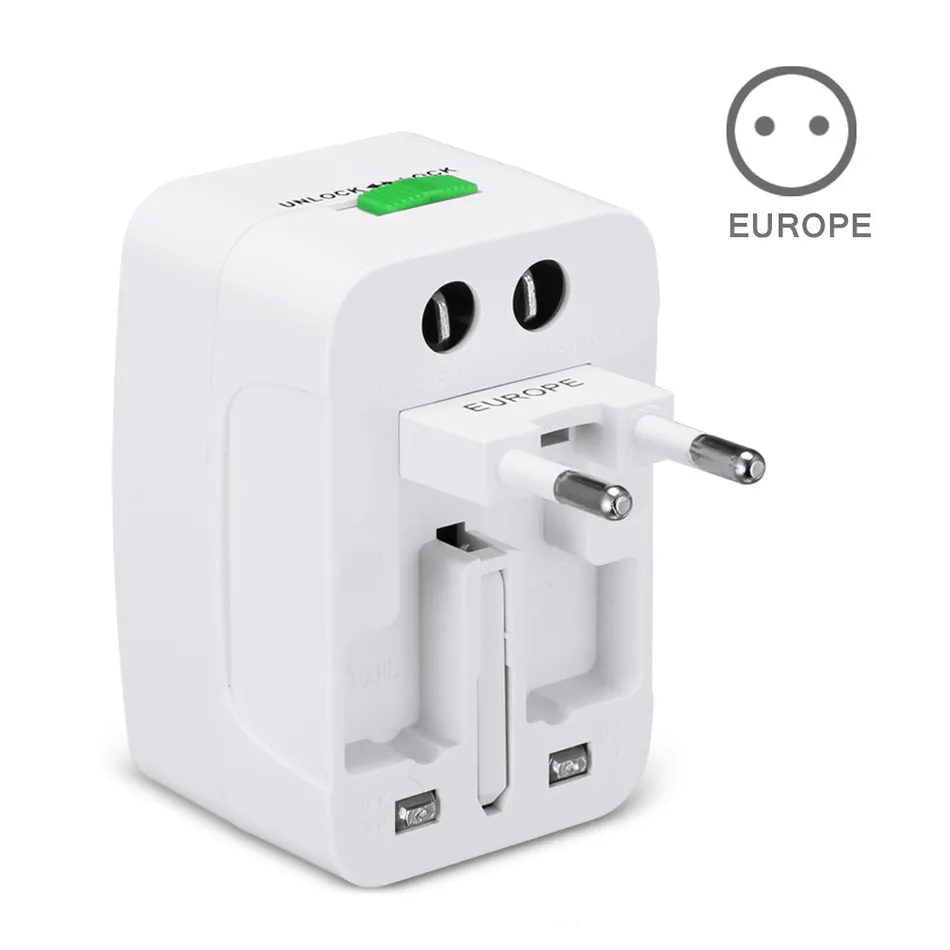 International Wall Chargers Global Travel Adapter Universal Socket Plug EU US All In One World Wide Electrical Plug Home Wall Port With Retail Package