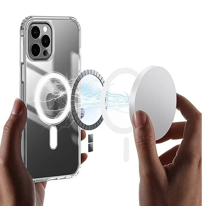 Magsofe Transparent Clear Acrylic Magnetic Shockproof Phone Cases for iPhone 16 15 14 13 12 11 Pro Max Mini XR XS X 8 7 Plus Samsung S24 S23 S22 Ultra With Retail Package