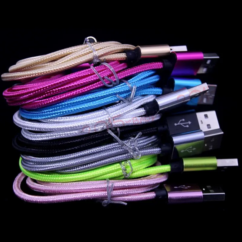 1m 2m 3m Alloy Fabric Braided charger cable Type c Micro Usb Cables for samsung s4 s6 s7 htc lg