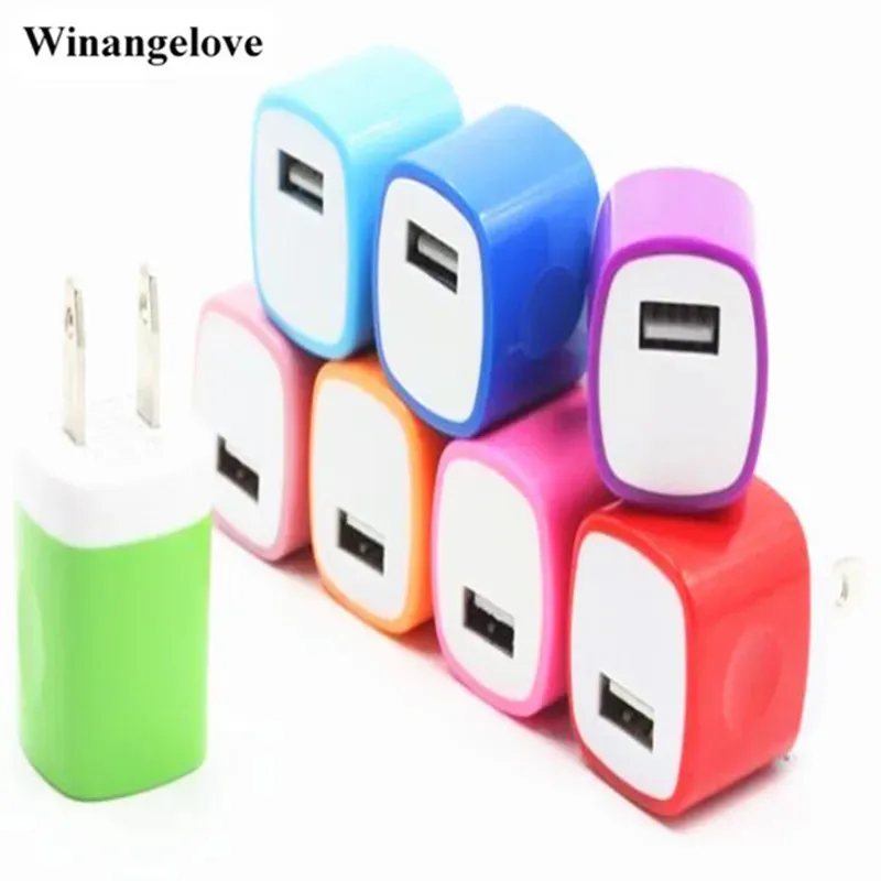 Quick Charging 5V 1A Colorful Home Plug USB Charger Power adapter for iphone 5 6 7 for samsung s6 s7