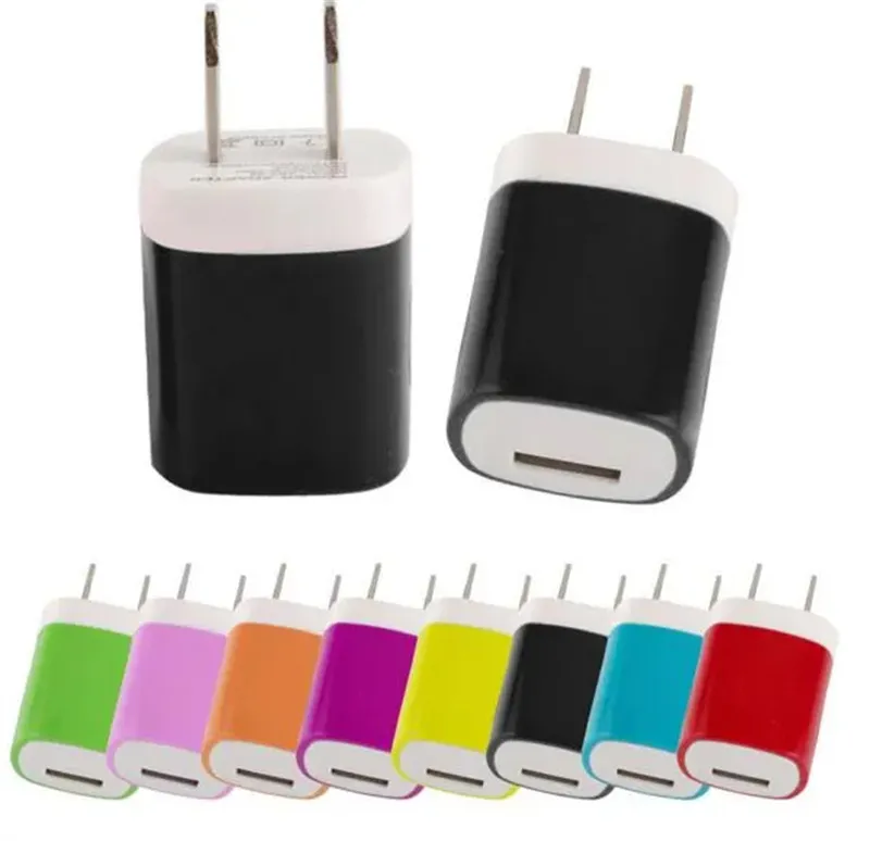 Quick Charging 5V 1A Colorful Home Plug USB Charger Power adapter for iphone 5 6 7 for samsung s6 s7