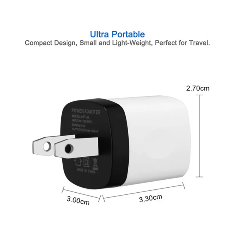 Wall Charger Travel Adapter 5V 1A Colorful Home US Plug USB Charger For Android Phone Tablet PC Universal USA Version