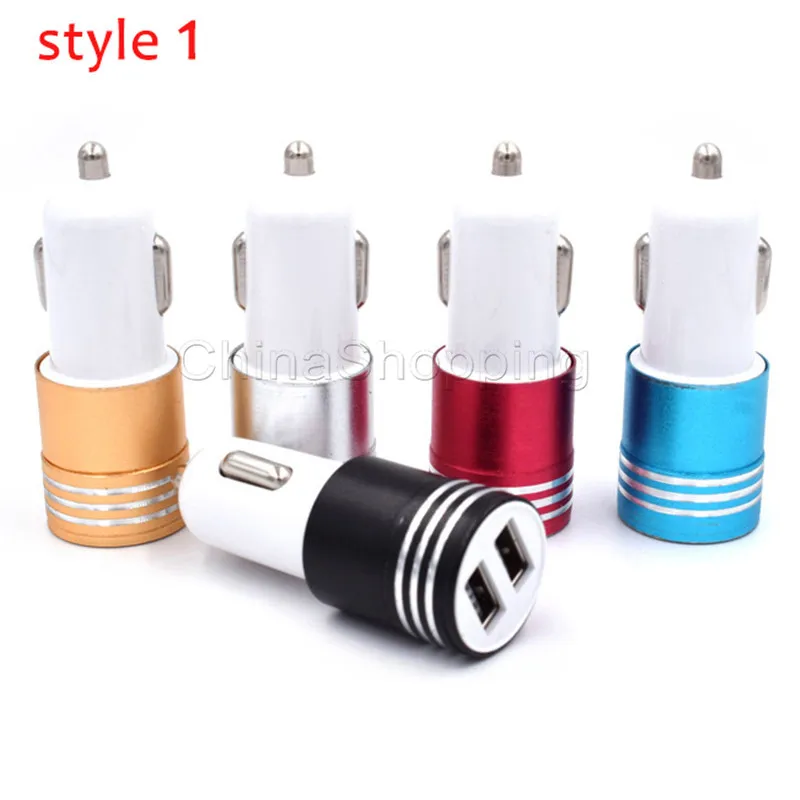 Metal Portable Car  Dual 2-Port USB Universal Adapter Various Styles  For iPhone Samsung Cellphones