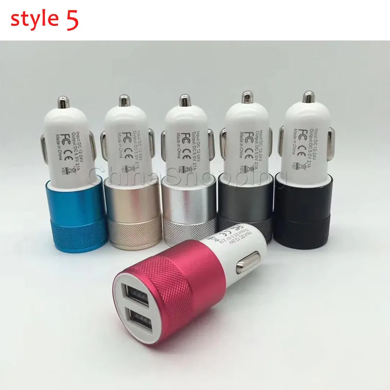 Metal Portable Car  Dual 2-Port USB Universal Adapter Various Styles  For iPhone Samsung Cellphones