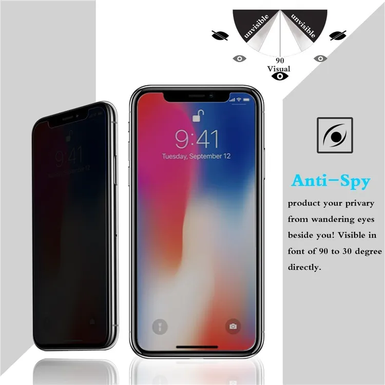 Anti-Spy Screen Protector For iPhone 13 12 Mini 11 Pro X XS MAX XR 8 7 6 Plus Privacy Tempered Glass With Retail Package