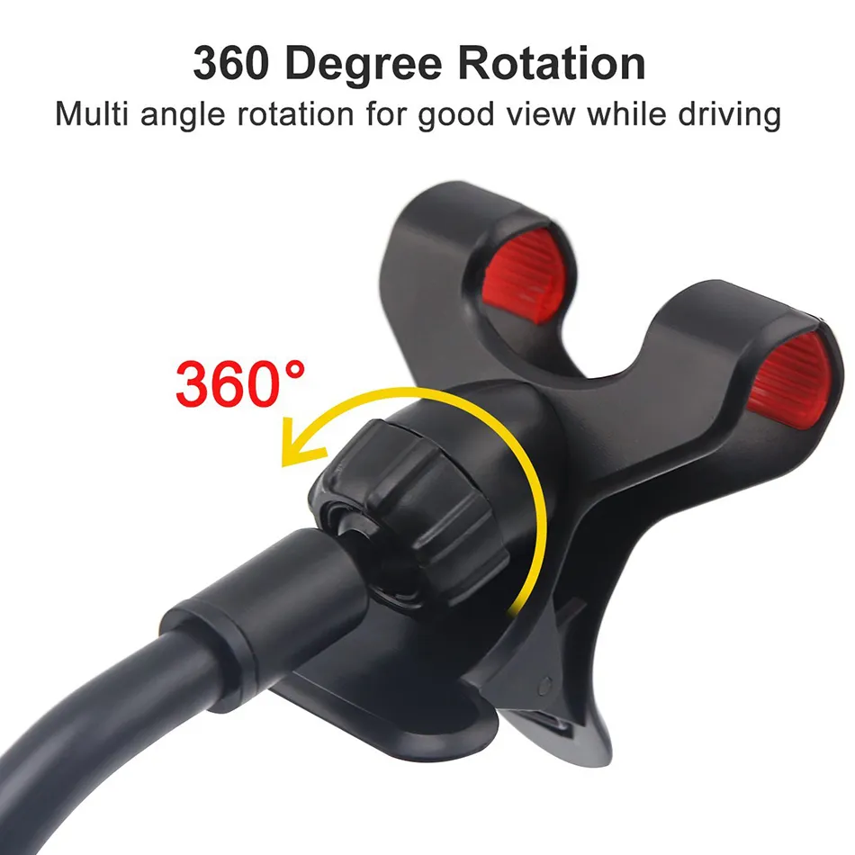 Universal Car Phone Holder Long Arm Clamp Windshield Dashboard soft tube 360 Degree Rotation Cellphone Mount With Retail Package