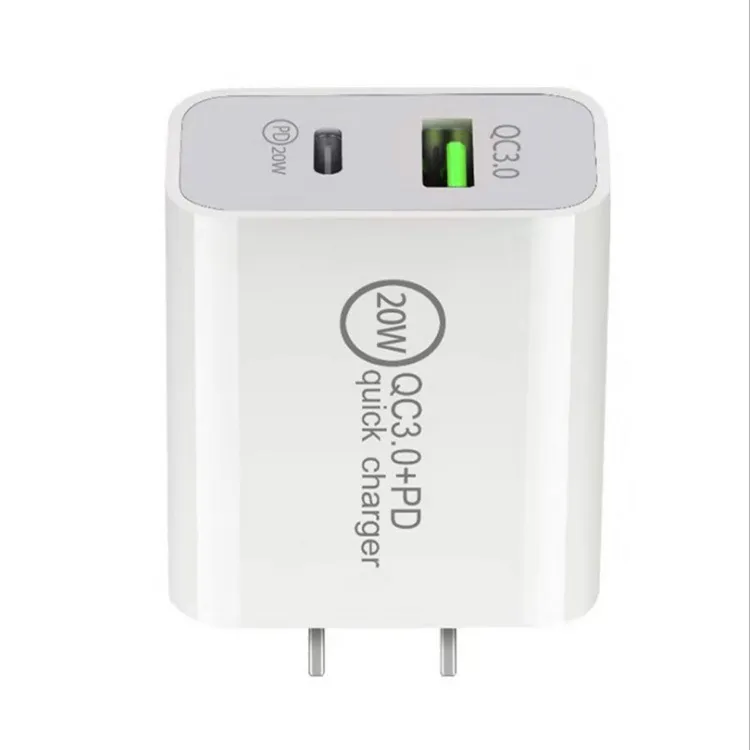 Travel Adapter Wall Charger 20W PD 3.0 USB C TO C Fast Power Plug Adapter Cable for Iphone Samsung Huawei Xiaomi US EU Plug White Color /box