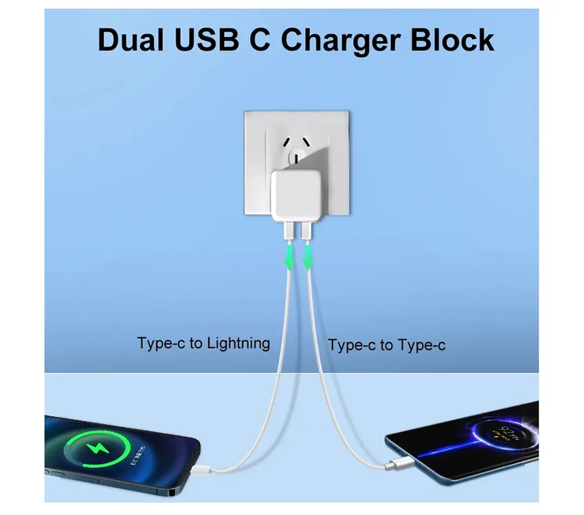 35W Dual USB-C Quick Power Adapter Charge QC3.0 PD Charger USB Type C PD35W Smart Phone Wall Charging For Apple iPhone 13 14 Ipad Macbook Max Pro Samsung EU US