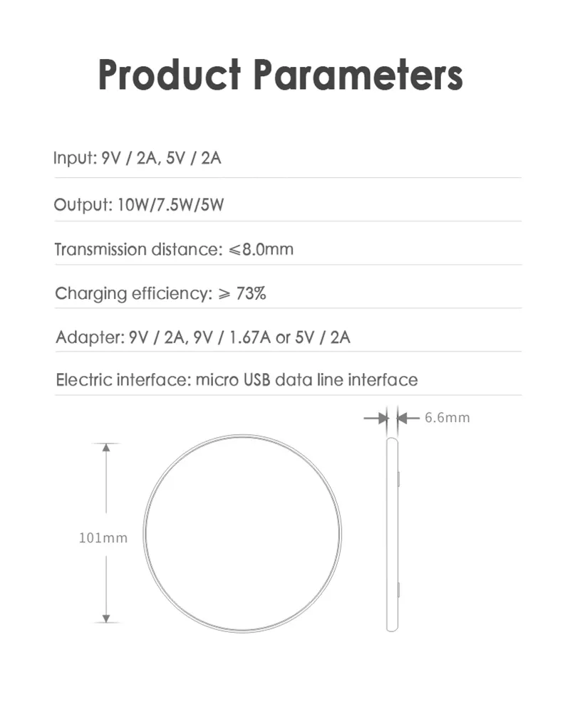 10W Fast Quick Wireless Charger For iPhone 15 14 13 12 mini 11 Pro X XS Max XR X USB Qi Charging Pad S23 S22 S21 Huawei