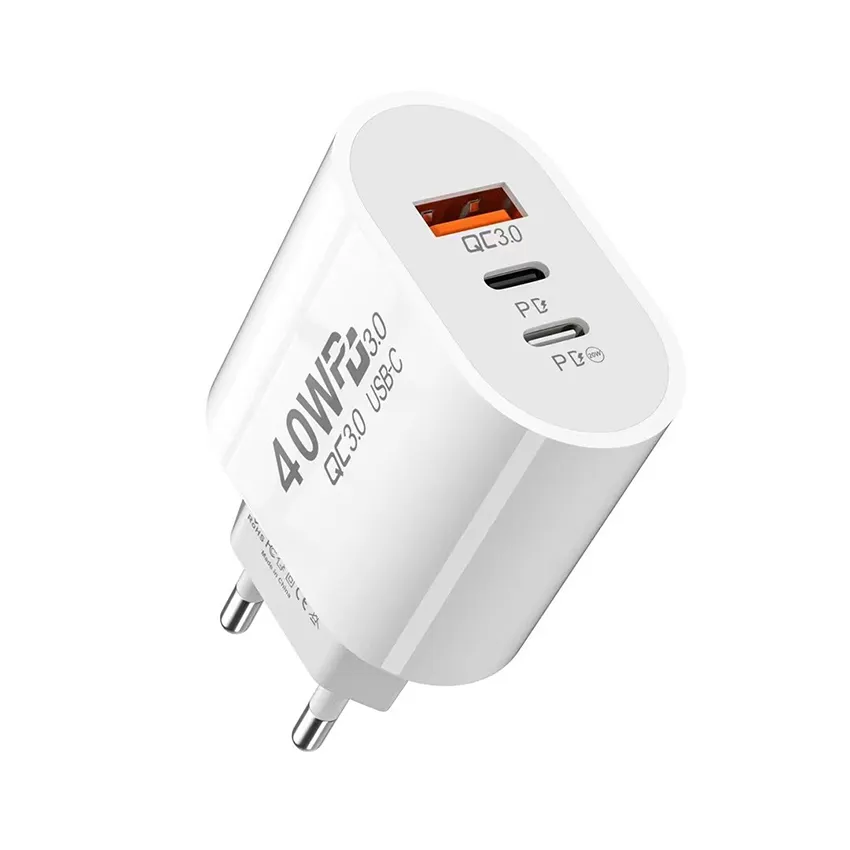 40W 3A 3 Ports Cell Phone Chargers Dual PD Type c Wall Charger Fast Charging Power Adapters For Samsung s20 s22 Utral Htc Xiaomi Huawei