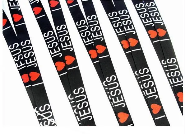 I Love JESUS Styles Neck Lanyard for MP3/4 Cell Phone ID Card Key Chain Straps Black Fashion Good quality