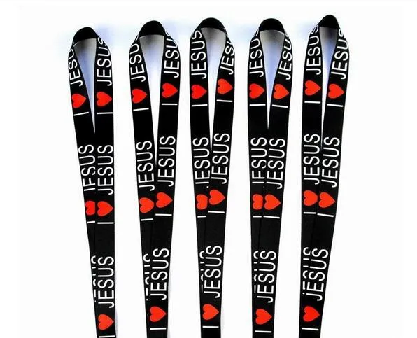 I Love JESUS Styles Neck Lanyard for MP3/4 Cell Phone ID Card Key Chain Straps Black Fashion Good quality