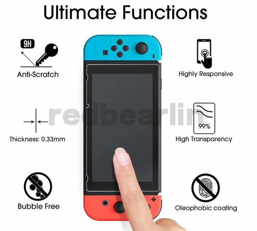 Real 9H Ultra-clear Tempered Glass Screen Protector Film For Nintendo Switch Lite Protective