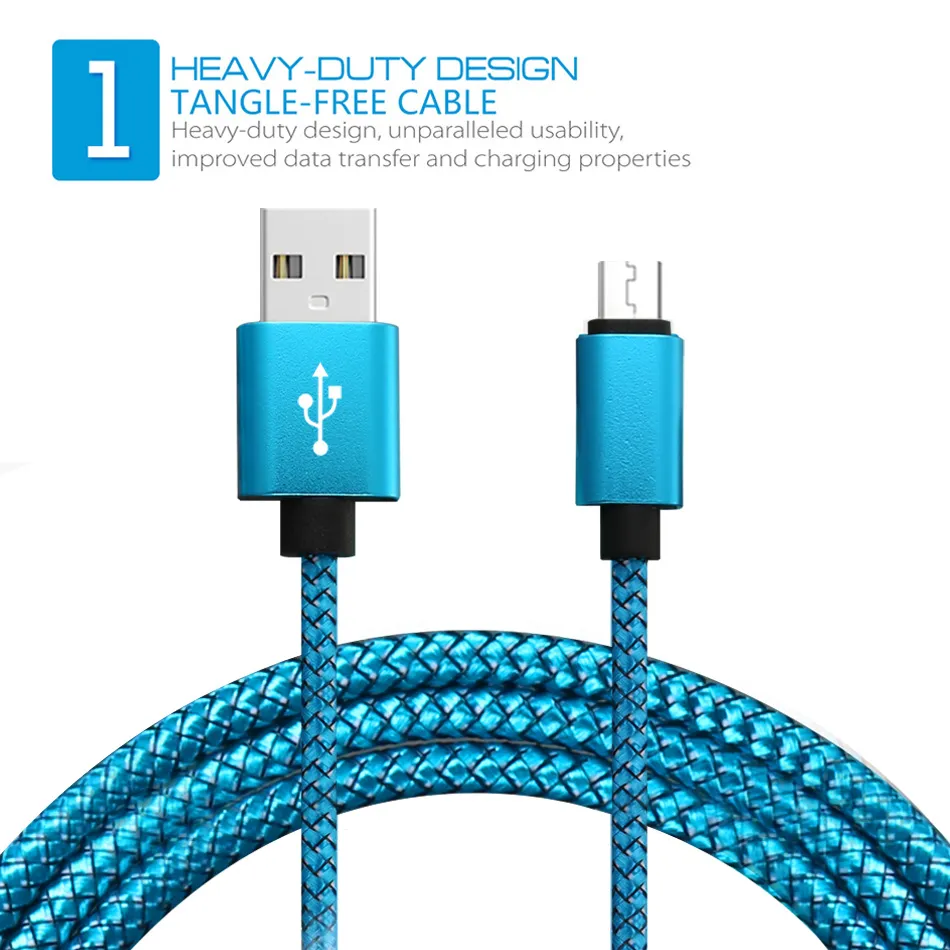 Braided USB Cable Type C Cord 1M 2M 3M Data Sync USB Charging Cable USB High Speed Durable For Android iOS Cellphone in OPP Bag