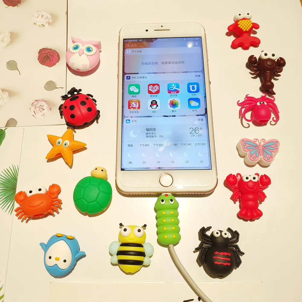 Data Line Protector Bite Cartoon Winder Cable Insects Animals Bite Protector for USB Cable Phone Accessory Insects Cute Designs