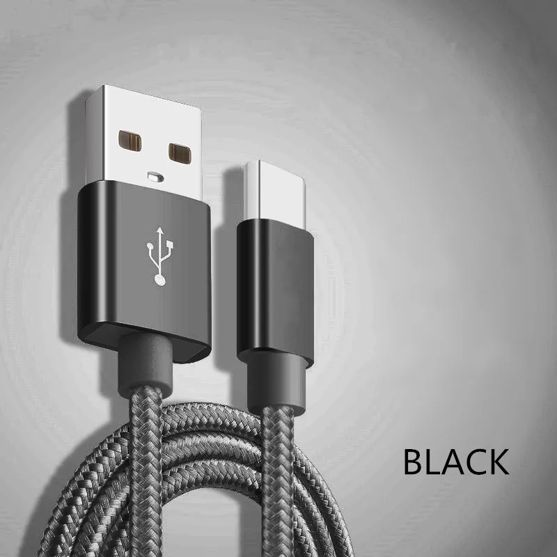 Type C Nylon Braided Micro USB Cables Charging Sync Data Durable Quick Charge Charger Cord for Android V8 Smart Phone