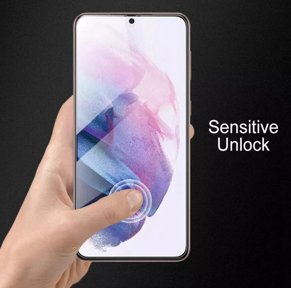 S24 Ultra 0.18mm Fingerprint Unlock Tempered Glass Phone Screen Protector for Samsung Galaxy S24 Plus S23 S22 S21 Plus 2.5D Clear Glass in paper bag