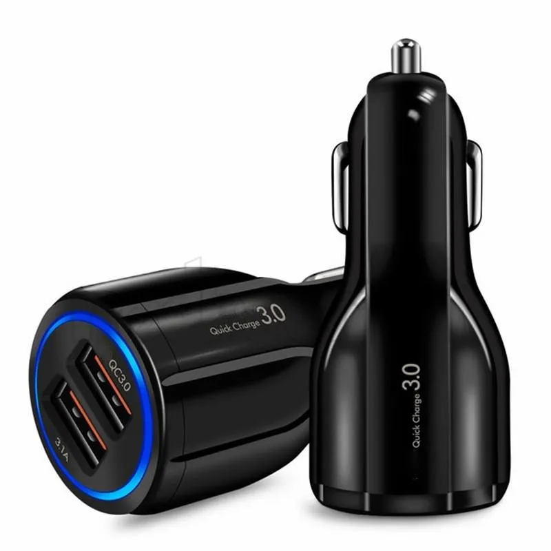 Fast Quick Charge QC3.0 Dual Usb Car Charger 5V 3.1A 30W 18W Power Adapter Chargers For iphone 11 12 13 14 Samsung Note 10 S22 S23 htc phone Plugs