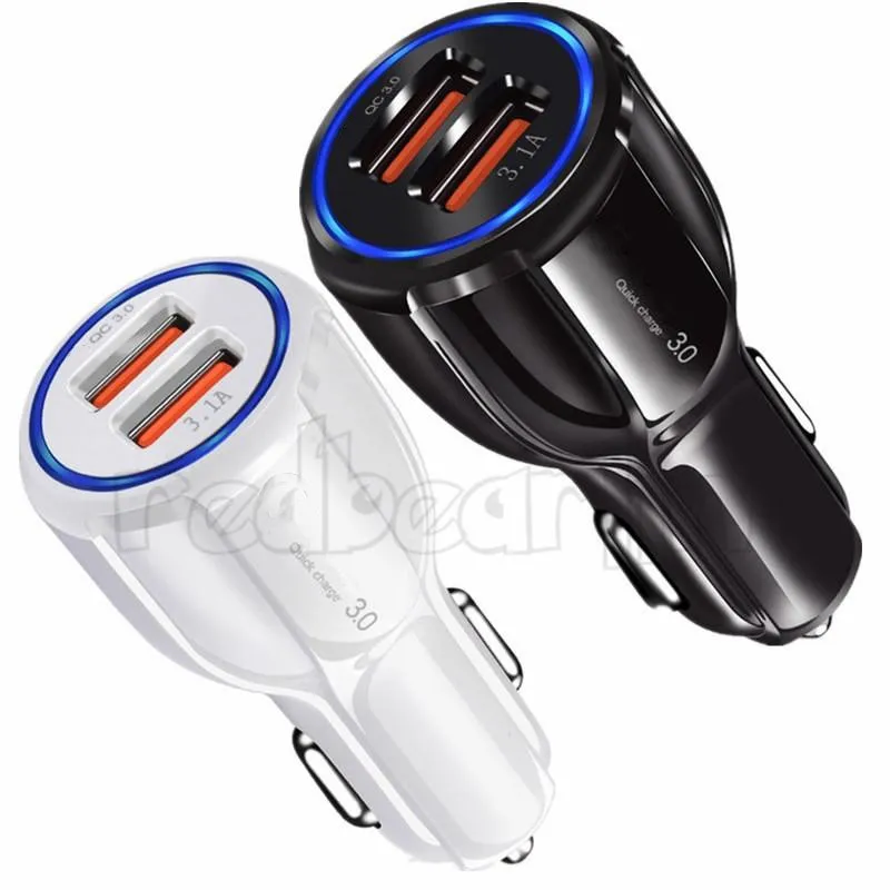 Fast Quick Charge QC3.0 Dual Usb Car Charger 5V 3.1A 30W 18W Power Adapter Chargers For iphone 11 12 13 14 Samsung Note 10 S22 S23 htc phone Plugs