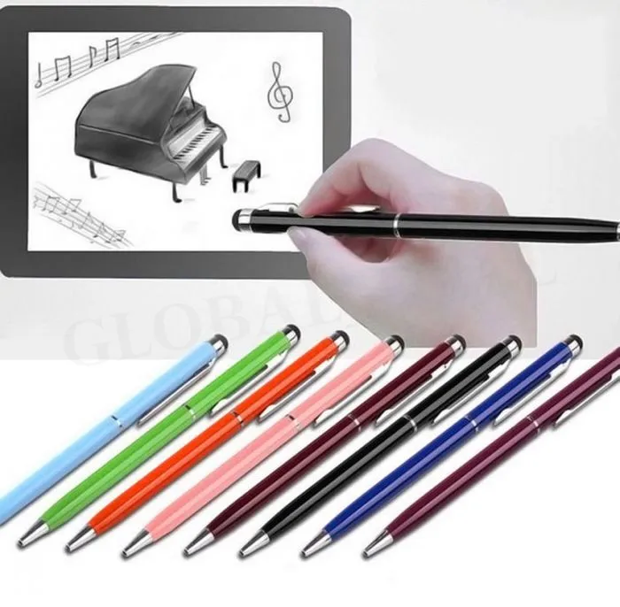 High Quality 2 in 1 Stylus Touch Pen Colorful Crystal Capacitive Touch Pen for ipad iPhone HTC Samsung