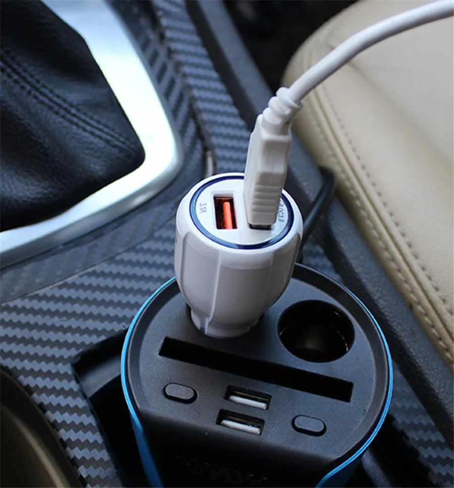 Cell Phone Car Chargers Dual USB QC3.0 Fast Charge Adapter Smart Charger 12V 3.1A For Android without packing